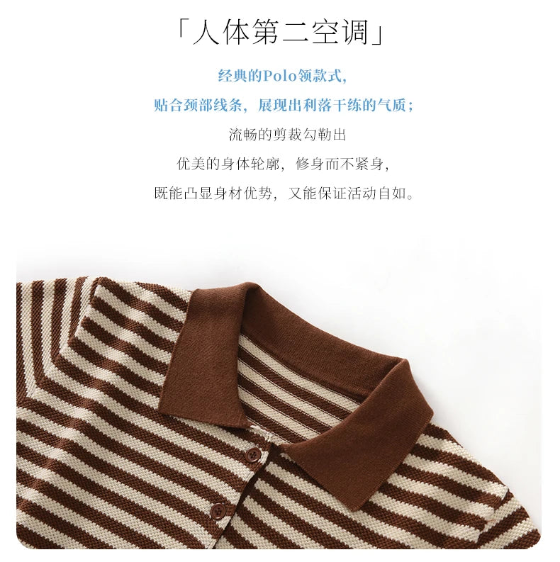 WinvyNee Summer T-shirts Women 100% Cotton Striped Tops Women Clother Polo Short Sleeve Buttons Casual Basic Pullover ZA1102004