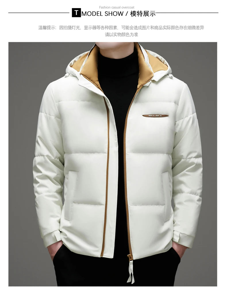 High End White Duck Down Casual Fashion Men Down Jacket Hooded Outerwear Winter Warm Designer Parkas Puffer Feather Coats