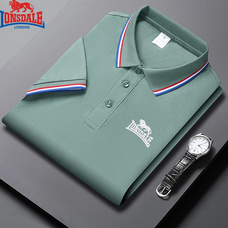 Embroidered LONSDALE New Summer Polo Shirt Men High Quality Men Short Sleeve Top Business Casual Hot Selling Polo-shirt for Men