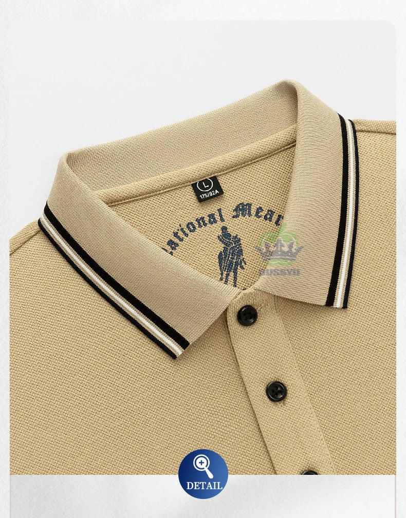 Classics Shield Badge Embroidery Polo Shirt Men Summer Thin Breathable Lapel Short-Sleeved Tops Golf Shirt Male Brand Clothing
