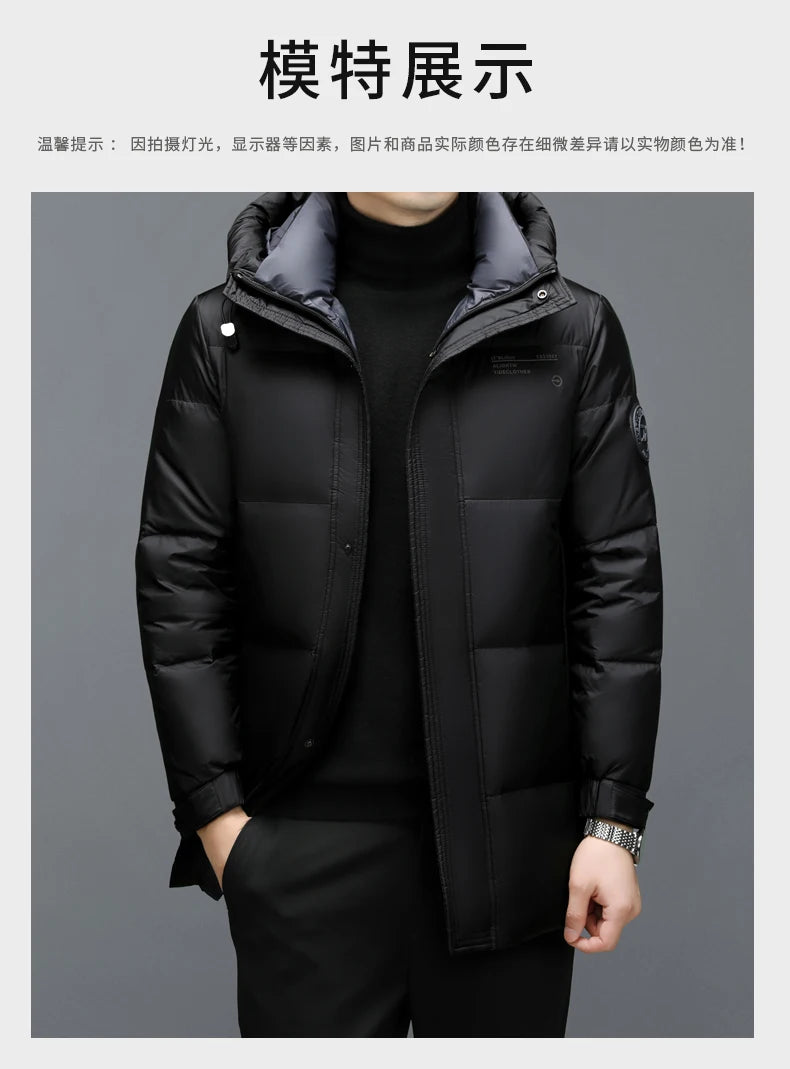 High End Long Thick New Brand Casual Fashion Winter Down Jacket Men Hooded Warm Street Parkas Feather Windbreaker Puffer Coats