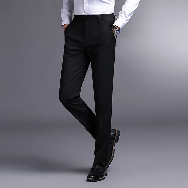 Top Grade New Brand Fashion Relax Fit Suit Pant Office Trousers For Men Dress Pants Business Straight Trousers Men's Clothing