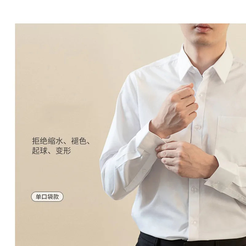 Non-ironing High-end Long-sleeved White Shirt Business Anti-wrinkle Dress Shirt Excellent High-quality Work Business Clothes