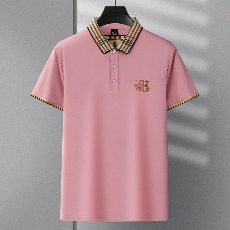 Summer men's fashion casual short sleeved polo shirt high-end boutique embroidered top comfortable and breathable lapel T-shirt