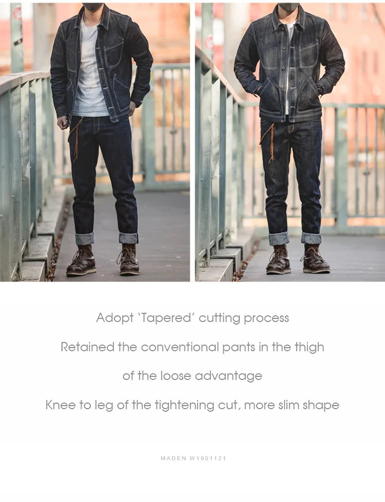 Men's 14oz Selvedge Raw Denim Jeans – Maden Vintage Straight Fit