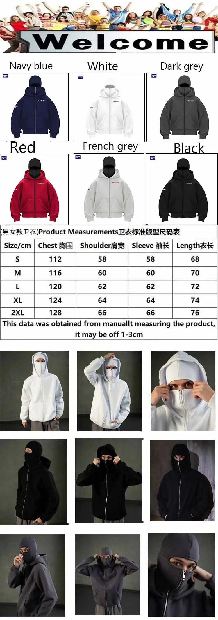 Reebok men's zipper hooded fall/winter sportswear, featuring a hooded mask and zipper design style, is suitable for outdoor acti