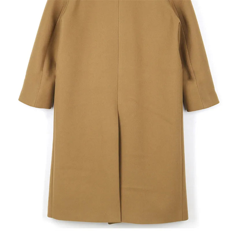 Autumn Winter Male Wool Blend Coats Fashion Long Business Casual Woolen Outwear Men Turn Down Collar Trench Coat Winbreaker Man