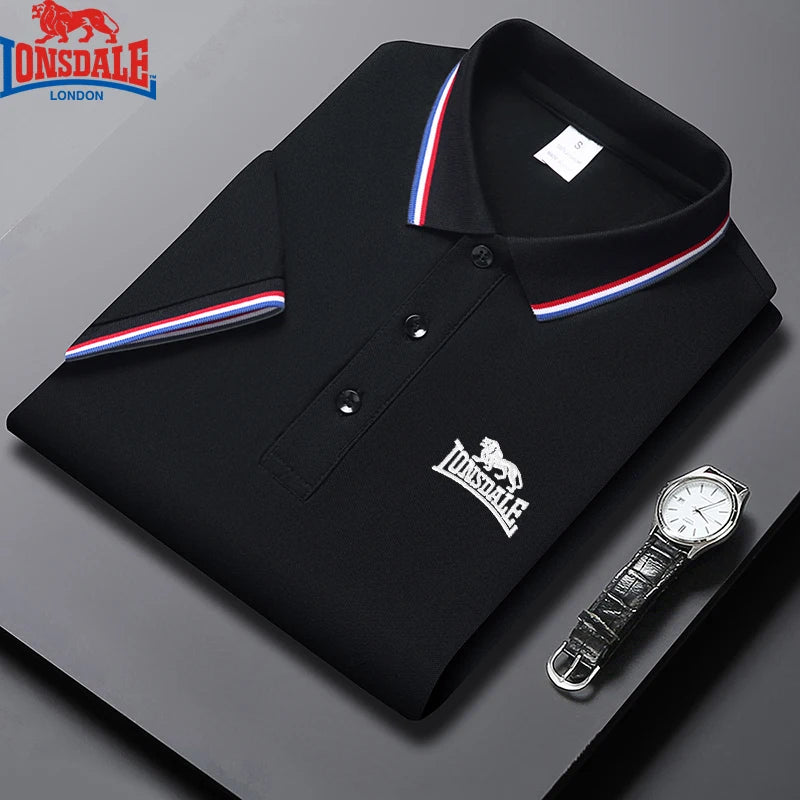 Embroidered LONSDALE New Summer Polo Shirt Men High Quality Men Short Sleeve Top Business Casual Hot Selling Polo-shirt for Men