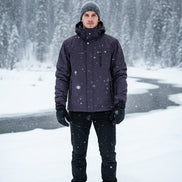 Purple jacket with a hood on a white background