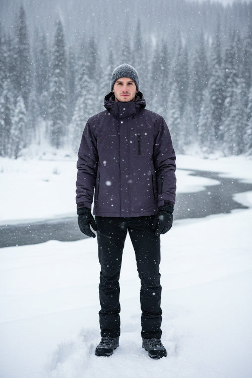 Purple jacket with a hood on a white background