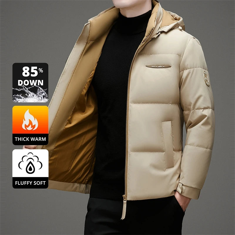 High End White Duck Down Casual Fashion Men Down Jacket Hooded Outerwear Winter Warm Designer Parkas Puffer Feather Coats