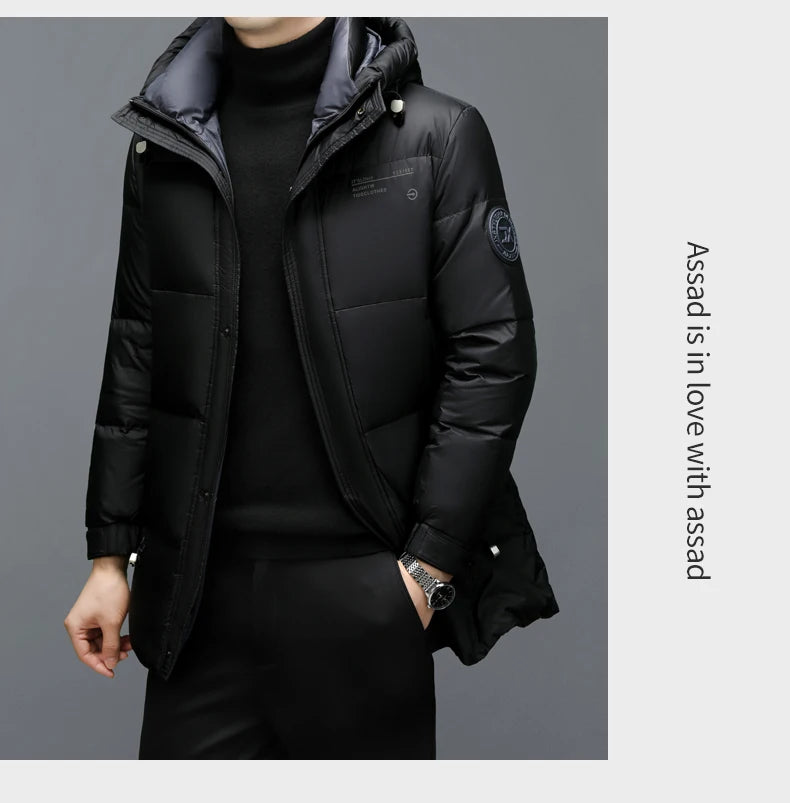 High End Long Thick New Brand Casual Fashion Winter Down Jacket Men Hooded Warm Street Parkas Feather Windbreaker Puffer Coats