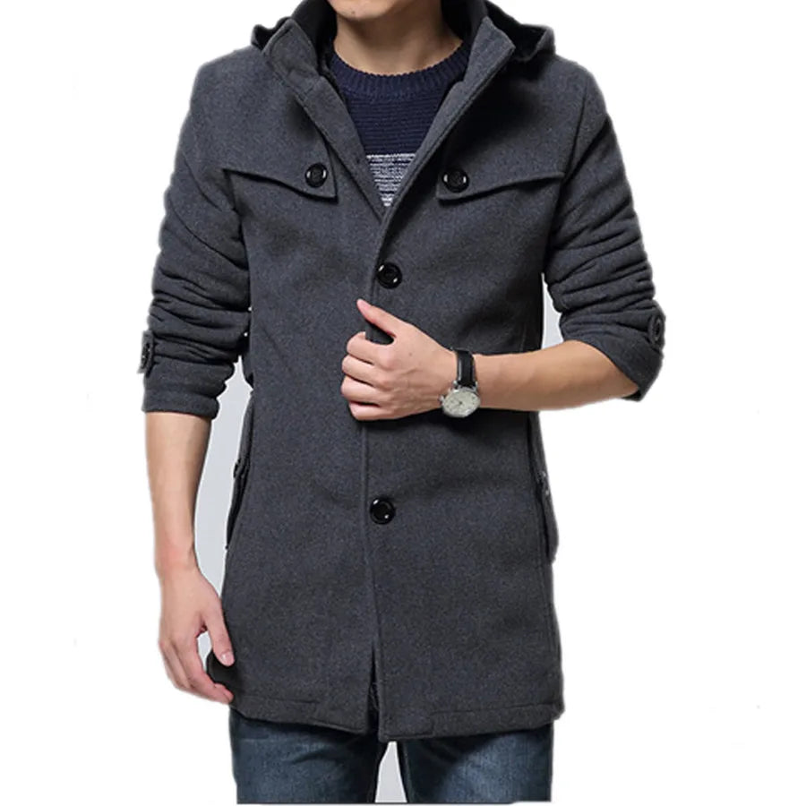 New Winter Trench Coat Men Fashion Long Overcoat Male Hot Sale Woollen Ootwear Thick Men's Clothing Size 4XL Wool Jackets