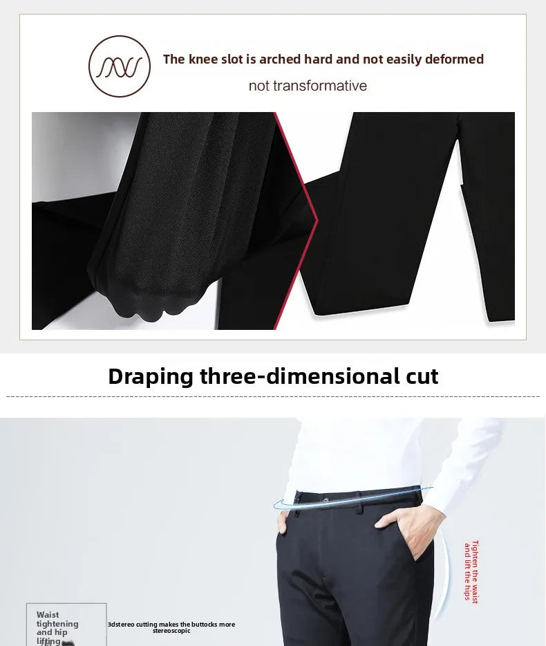 Premium Anti-wrinkle Non-ironing New Brand Casual Fashion Stretch Men Dress Pants Comfortable Business Office Long Suit Trousers