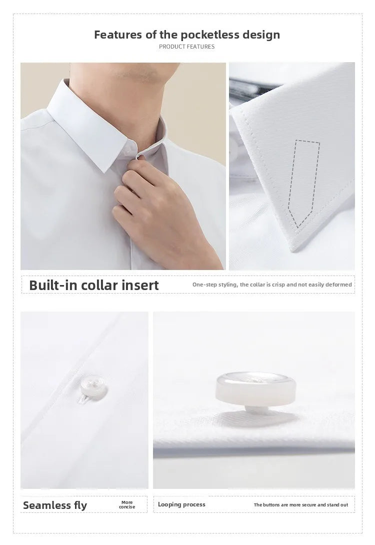 Non-ironing High-end Long-sleeved White Shirt Business Anti-wrinkle Dress Shirt Excellent High-quality Work Business Clothes