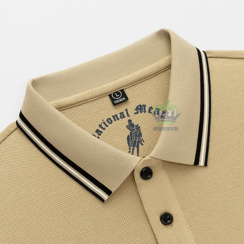 Classics Shield Badge Embroidery Polo Shirt Men Summer Thin Breathable Lapel Short-Sleeved Tops Golf Shirt Male Brand Clothing