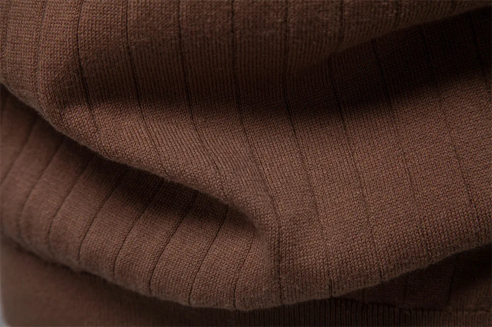 Men's Knitted Polo Shirt Summer Short Sleeve Striped Collar Casual Business Tops Brown With Striped Collar and Cuffs