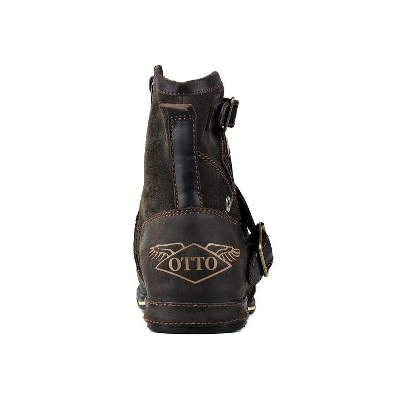 Men's Ankle Boots High Quality Cowboy Boots Men Metal Buckle Side Zipper Motorcycle Boots Gothic Boots Retro Western Boots