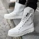 Men 6 cm Height Increasing Platform Boots Back Zip Leather Shoes Male Mixed Colors Y3 High Top Black White Men's Boots