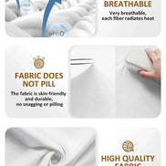 Fabric features with text on perspiration breathability, fabric quality, and texture.