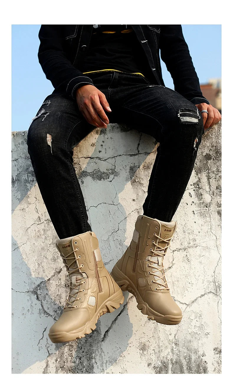Men's Shoes Winter Men Combat Tactical Boots 2026 New Work Safety Shoes for Men Sneakers Fashion Waterproof Motorcycle Boots