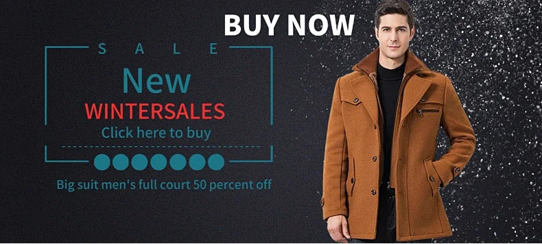 New Winter Trench Coat Men Fashion Long Overcoat Male Hot Sale Woollen Ootwear Thick Men's Clothing Size 4XL Wool Jackets