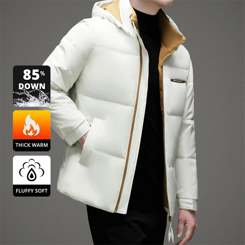 High End White Duck Down Casual Fashion Men Down Jacket Hooded Outerwear Winter Warm Designer Parkas Puffer Feather Coats