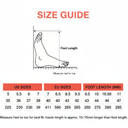 Instructions on how to measure heel to toe length for shoe size determination.