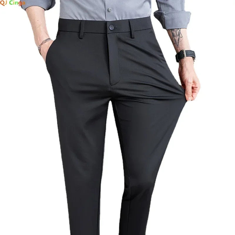 Men's Stretch Suit Pants, Fashion Casual Trousers, Navy Blue Pantalones Hombre Asian Size 29-36 38 Slim Man Pant
