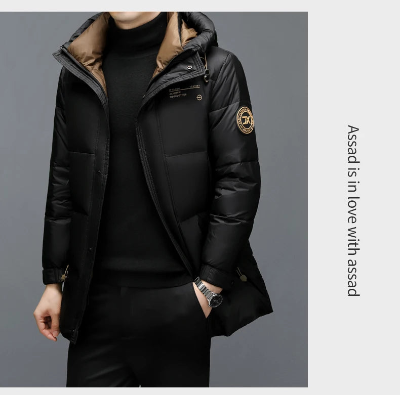High End Long Thick New Brand Casual Fashion Winter Down Jacket Men Hooded Warm Street Parkas Feather Windbreaker Puffer Coats