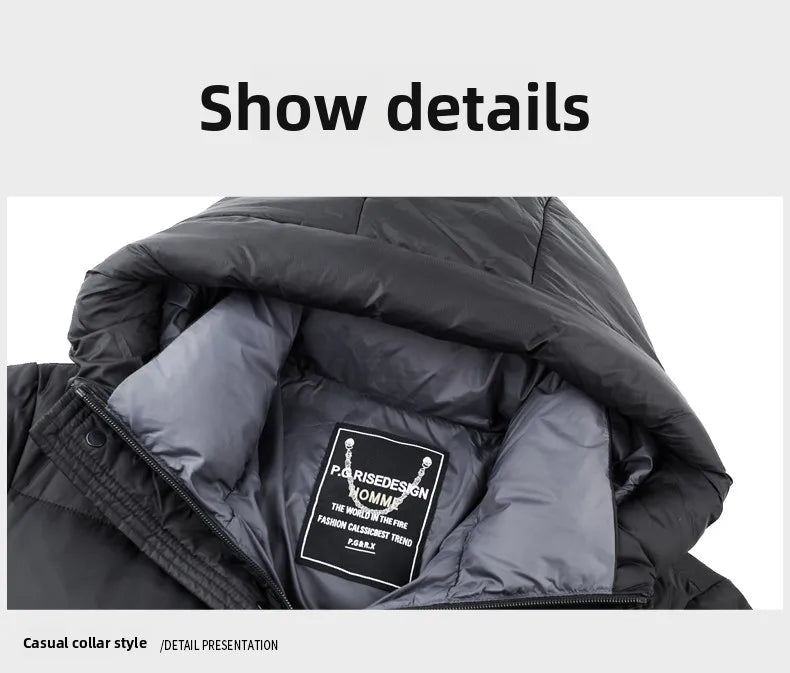 High End Long Thick New Brand Casual Fashion Winter Down Jacket Men Hooded Warm Street Parkas Feather Windbreaker Puffer Coats
