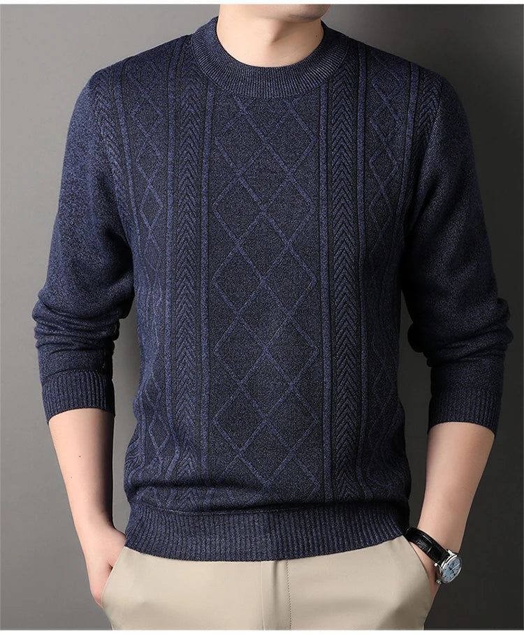 Man Solid Color New Autumn Winter Warm Fashion Sweater Casual