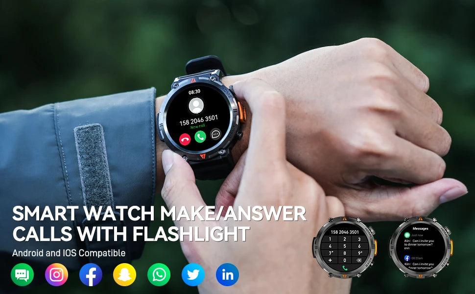 Smartwatch for Men - Bluetooth Call, Full Touch Screen