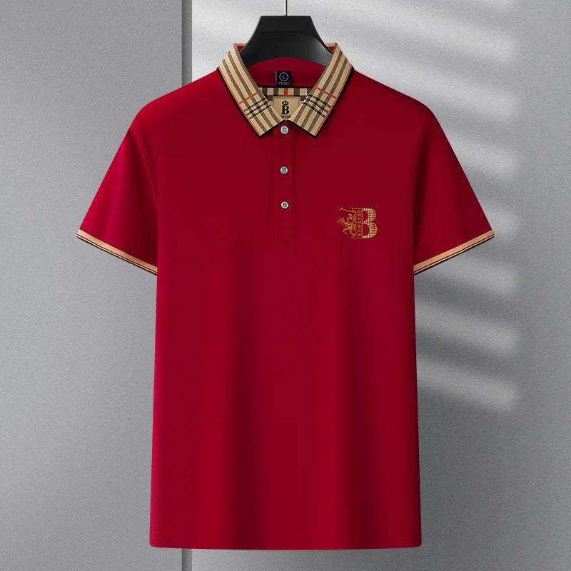 Summer men's fashion casual short sleeved polo shirt high-end boutique embroidered top comfortable and breathable lapel T-shirt