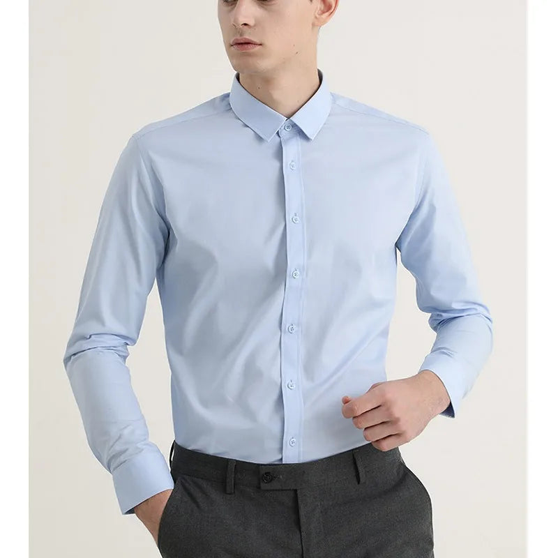 Non-ironing High-end Long-sleeved White Shirt Business Anti-wrinkle Dress Shirt Excellent High-quality Work Business Clothes