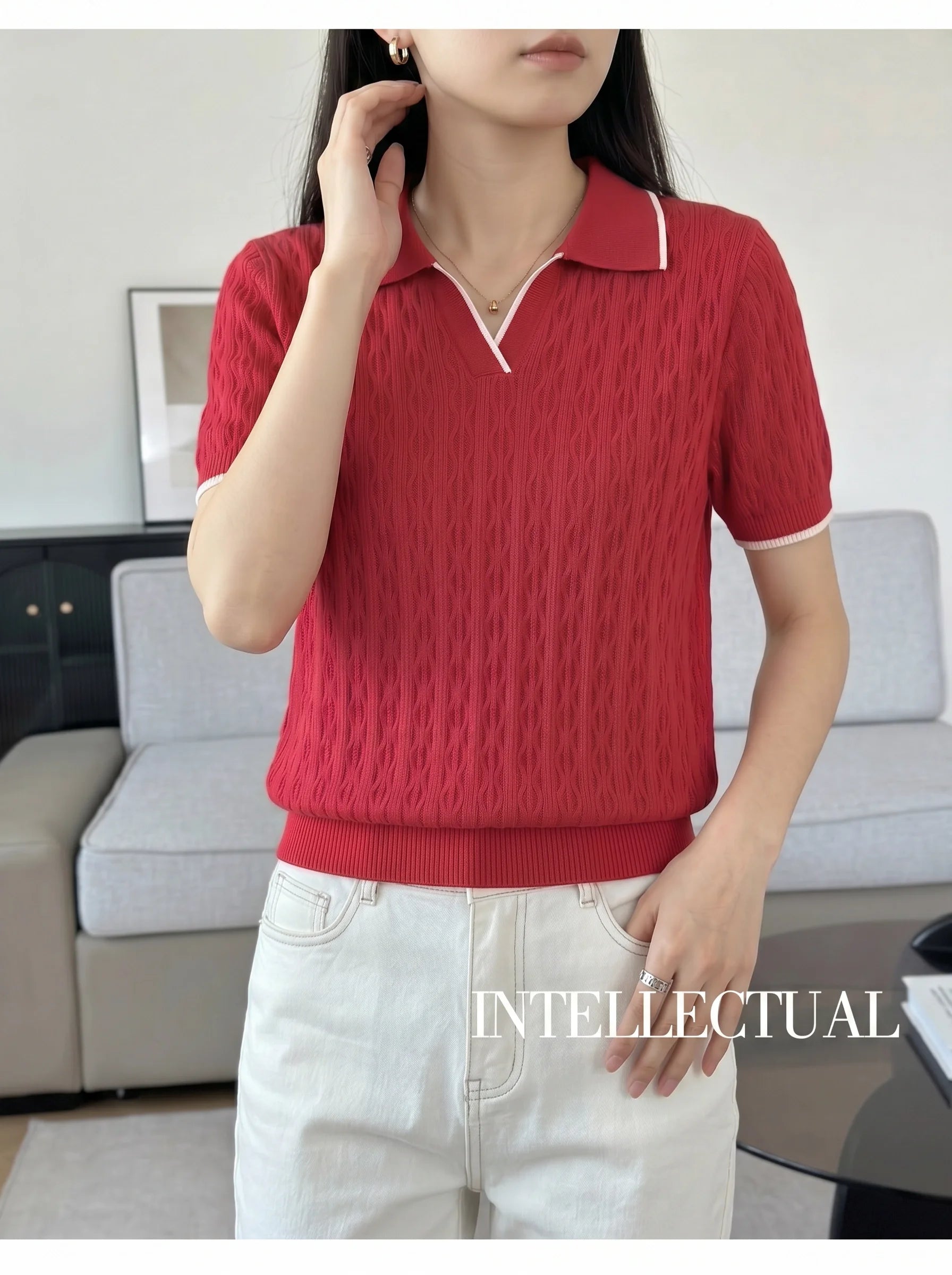 WinvyNee Spring Summer Women Cotton Polo V Collar Sweater Knitted Top Green Solid Short Sleeve Casual Pullover T-Shirt ZA1002042