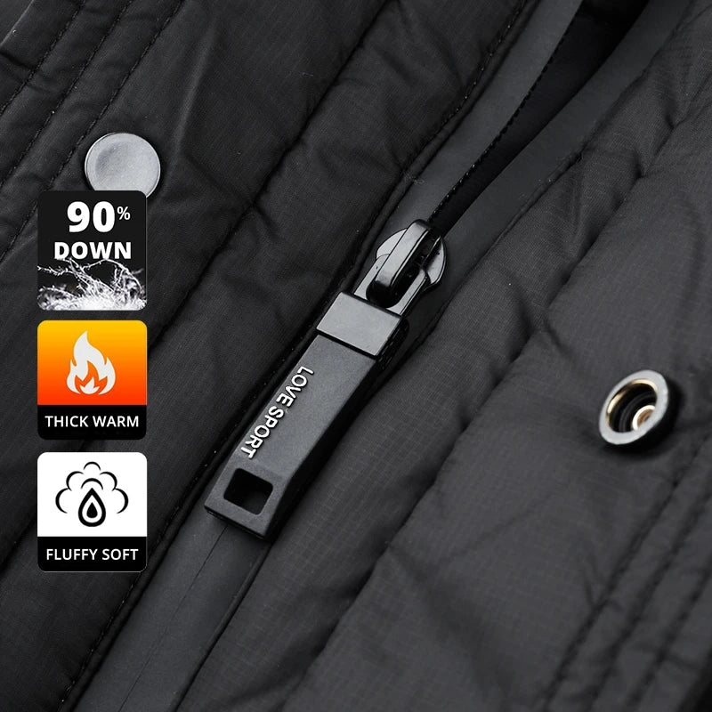 High End Long Thick New Brand Casual Fashion Winter Down Jacket Men Hooded Warm Street Parkas Feather Windbreaker Puffer Coats