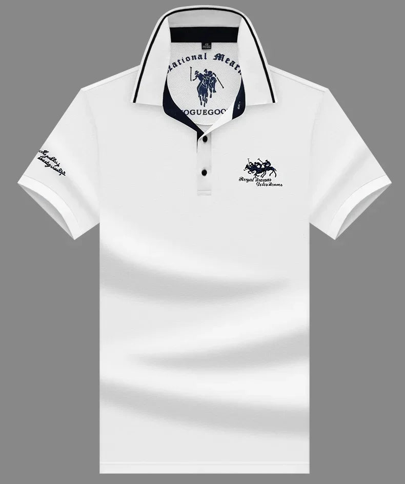 2024 High Quality Men's Cotton Embroidered Polo Shirt Summer New High-end Business Casual Lapel Short Sleeve T-shirt