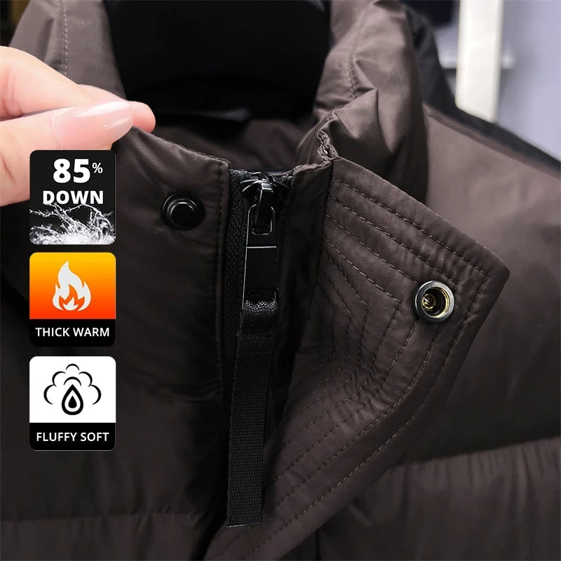 High End Winter New Brand Fashion Warm 85% Duck Down Filled Mens Jacket Casual Designer Feather Windbreaker Puffer Coats
