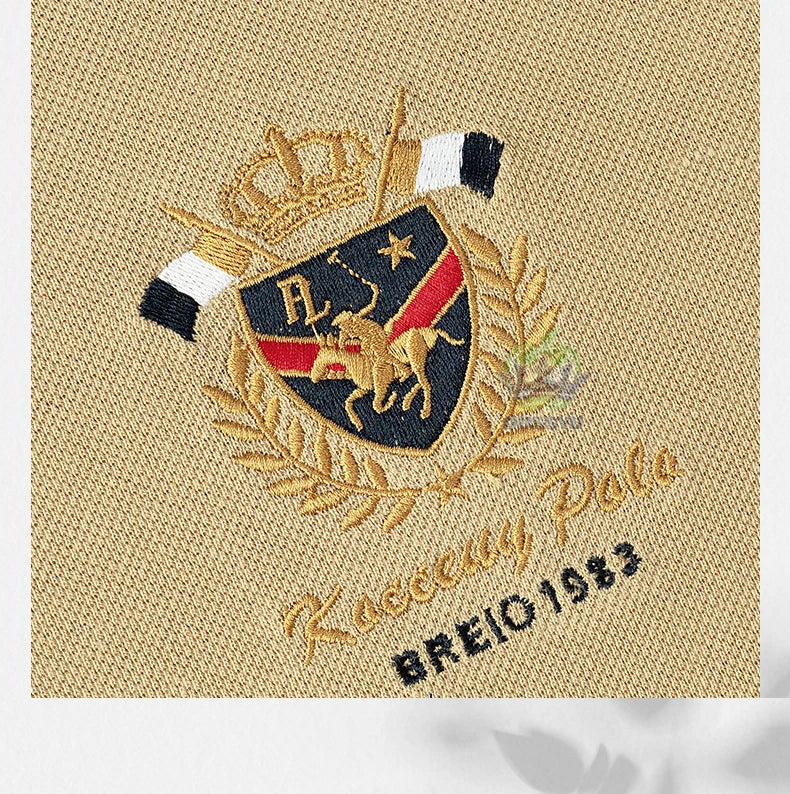 Classics Shield Badge Embroidery Polo Shirt Men Summer Thin Breathable Lapel Short-Sleeved Tops Golf Shirt Male Brand Clothing