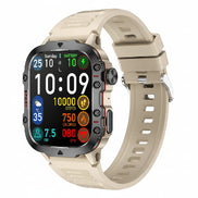 Smartwatch with a beige strap on a white background