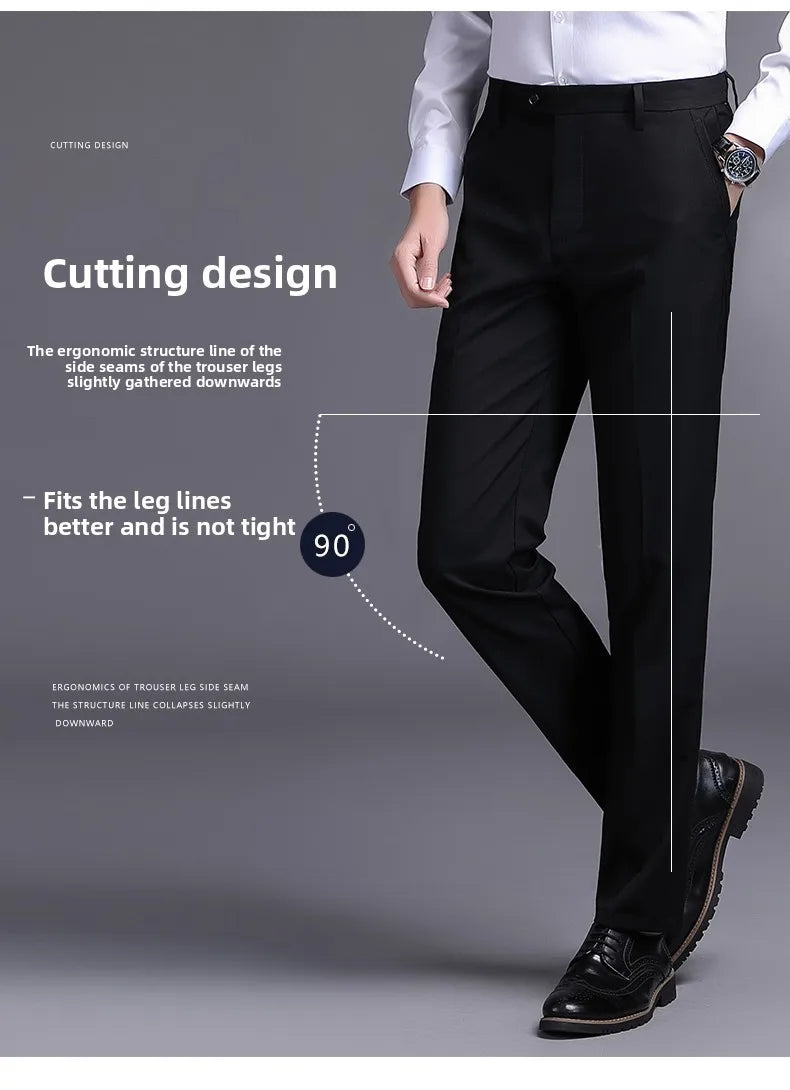 Top Grade New Brand Fashion Relax Fit Suit Pant Office Trousers For Men Dress Pants Business Straight Trousers Men's Clothing