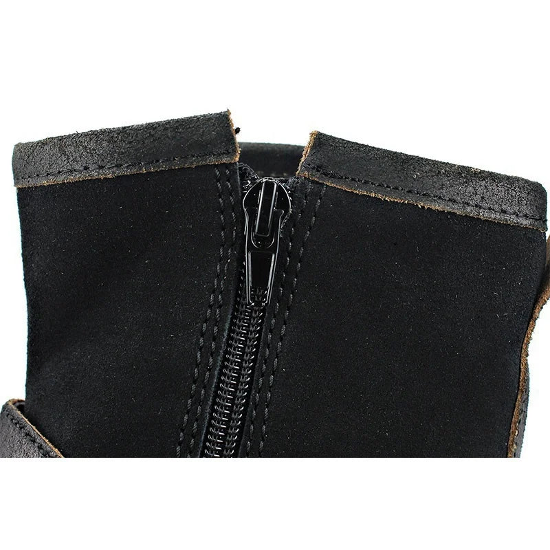 Men's Ankle Boots High Quality Cowboy Boots Men Metal Buckle Side Zipper Motorcycle Boots Gothic Boots Retro Western Boots