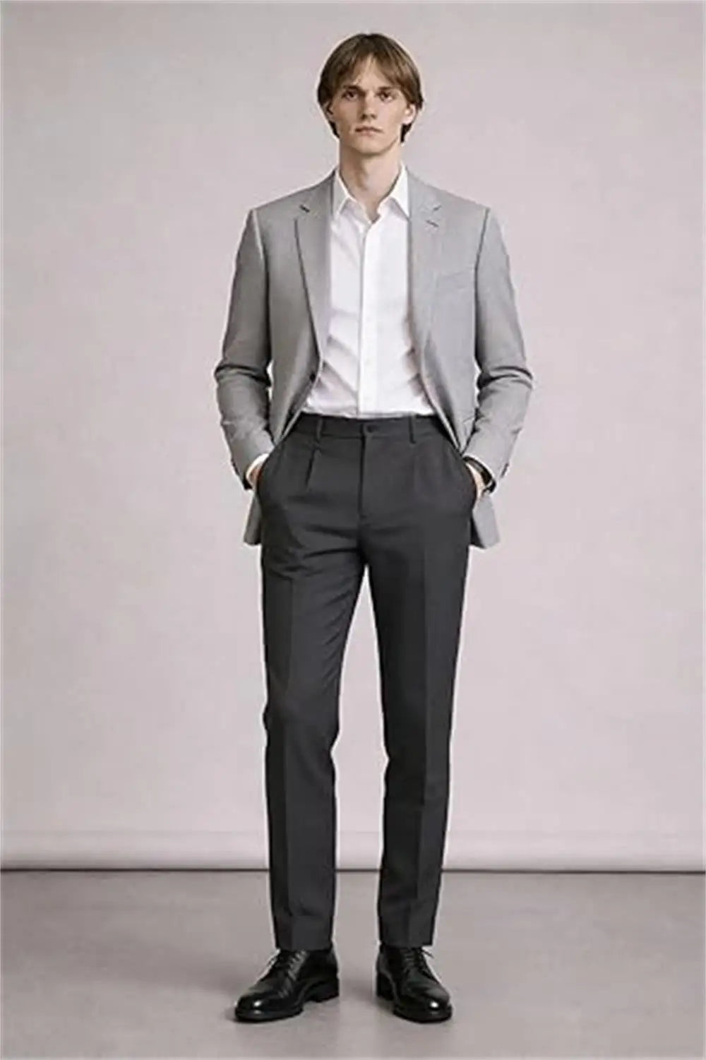 Men's Premium Pleated Wide-Leg Dress Pants Versatile Formal Casual Trousers Chinos Business Daily Office Banquet Wedding Summer
