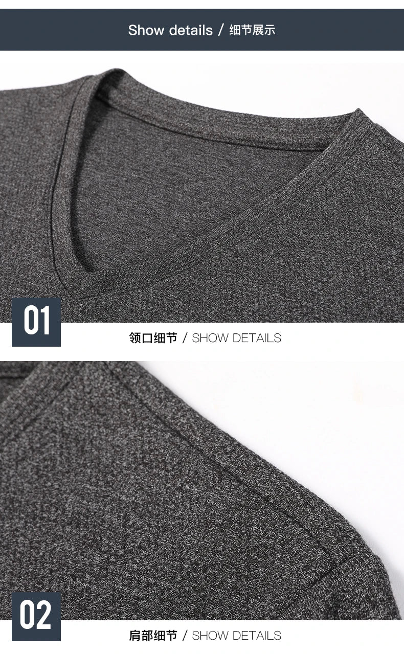 Top Quality New Fashion Brand Solid Color Plain V Neck Long Sleeve t Shirt Men Cotton Casual Men Clothes 2025