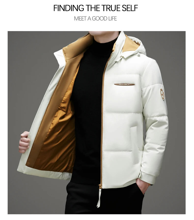 High End White Duck Down Casual Fashion Men Down Jacket Hooded Outerwear Winter Warm Designer Parkas Puffer Feather Coats