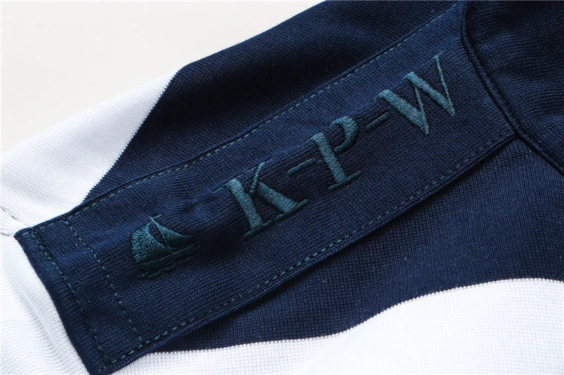TACE&SHARK Brand Shark Wide Stripes Embroidery Red Long Sleeve Polo Tops Casual Fashion Men Slim Polo Casual Business Clothes