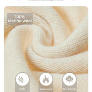 Close-up of 100% merino wool fabric with Addonee branding and product details.
