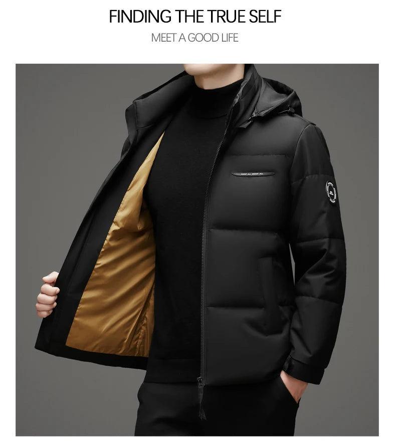 High End White Duck Down Casual Fashion Men Down Jacket Hooded Outerwear Winter Warm Designer Parkas Puffer Feather Coats