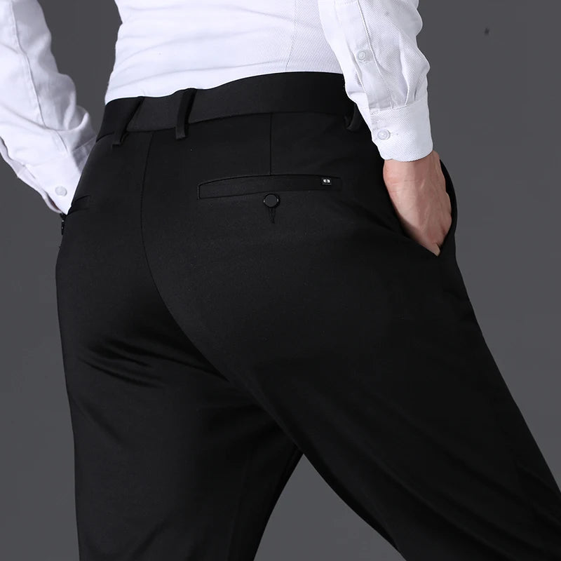 Top Grade Non-ironing New Brand Casual Korean Fashion Relax Fit Long Dress Pants Straight Business Trousers Mens Clothing 2026